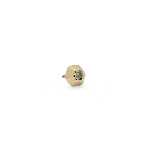 Tiny 14K Gold Diamond Hexagon Threadless End