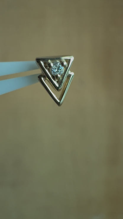 14K Gold Diamond Double Triangle Threadless End