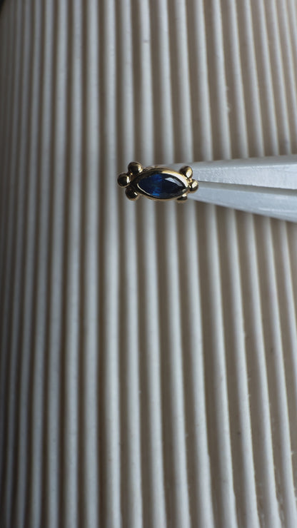 14K Gold Marquise Sapphire Beaded Threadless End